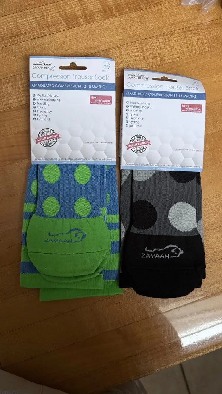 2 Pr Zayaan Health Graduated Compression Trouser Socks 12–15 mmHg Polka Dot NWT
